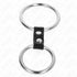 KINK - DOPPIO ANELLO PER PENE IN METALLO DA 3,7 CM A 5 CM COLLEGATO CON CINTURINO IN PELLE MODELLO 2