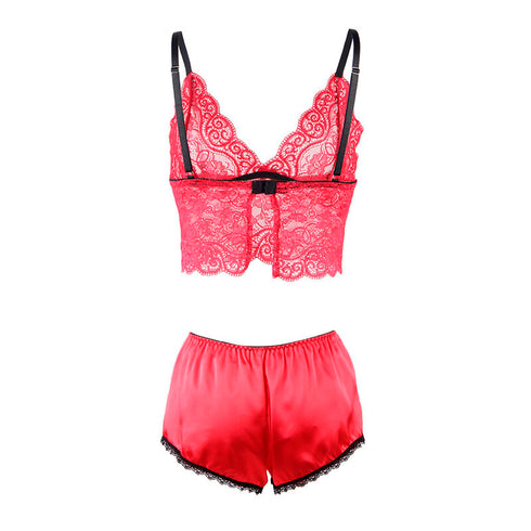 SUBBLIME - 953898 CAMICIA DA NOTTE IN SETA E PIZZO + SLIP ROSSO S/M