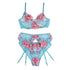 SUBBLIME - 954109 REGGISENO + SLIP CON CINTURA REGGISENO FLOREALE BLU S/M