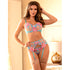 SUBBLIME - 954116 REGGISENO + SLIP CON CINTURA REGGISENO FLOREALE BLU L/XL