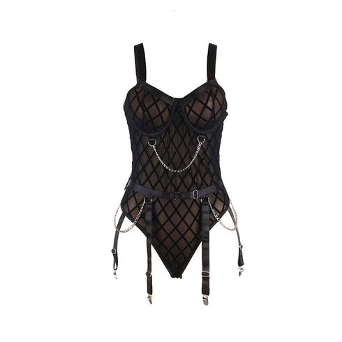 SUBBLIME - 9542277 BODY CON CATENE + CINTURA REGGICALZE NERO L/XL