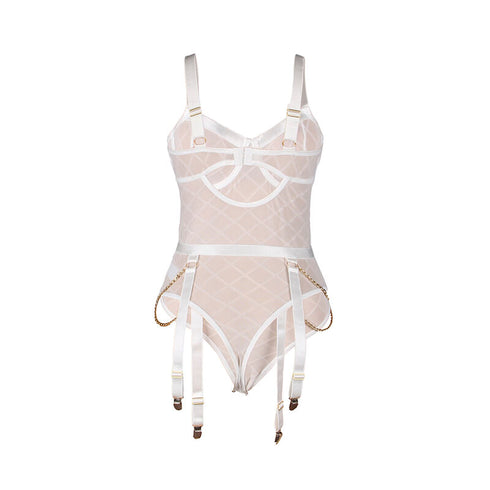 SUBBLIME - 954291 BODY CON CATENE + CINTURA GIACCHE BIANCO L/XL