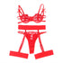 SUBBLIME - 954338 REGGISENO + PERIZOMA + CINTURA CON STAMPA A CUORE ROSSO L/XL