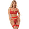 SUBBLIME - 954338 REGGISENO + PERIZOMA + CINTURA CON STAMPA A CUORE ROSSO L/XL