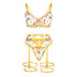 SUBBLIME - 954352 REGGISENO + PERIZOMA + CINTURA CON FIORI GIALLO L/XL