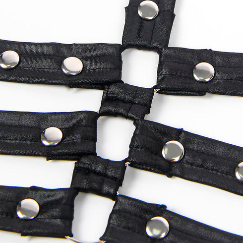 SUBBLIME - 954413 BODY BONDAGE IN PELLE NERO L/XL