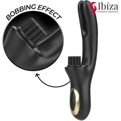 IBIZA - VIBRATORE CLITORIALE MULTICELLULARE E DOPPIA ONDA CON SPAZZOLA RABITT HI-TECH