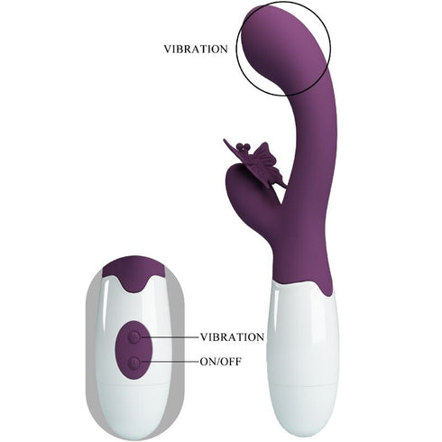 PRETTY LOVE - BUTTERFLY KISS VIBRATORE RABBIT E STIMOLATORE PUNTO G VIOLA