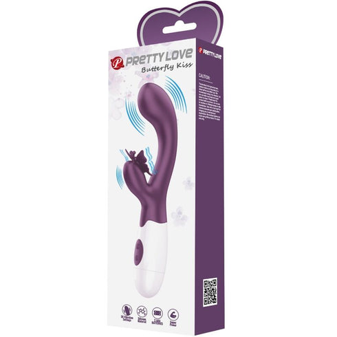 PRETTY LOVE - BUTTERFLY KISS VIBRATORE RABBIT E STIMOLATORE PUNTO G VIOLA