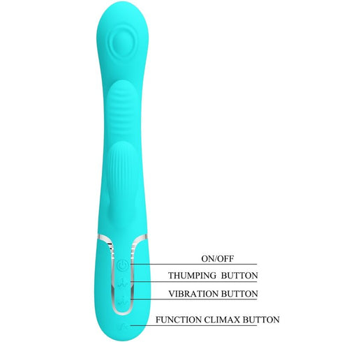 PRETTY LOVE - SHANIA TRIPLE RABBIT VIBRATORE MULTIFUNZIONE 3 IN 1 BLU