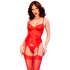 CHILIROSE - CR 4845 CORSETTO E CALZE ROSSO XL