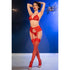 CHILIROSE - CR 4848 SET REGGISENO IN PIZZO ROSSO + PERIZOMA + CALZE M