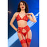 CHILIROSE - CR 4848 SET REGGISENO IN PIZZO ROSSO + PERIZOMA + CALZE L