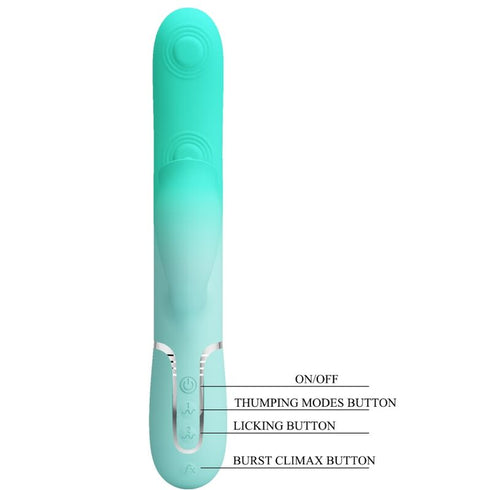 PRETTY LOVE - VIBRATORE MULTIFUNZIONE RABBIT GIGI VERDE ACQUA