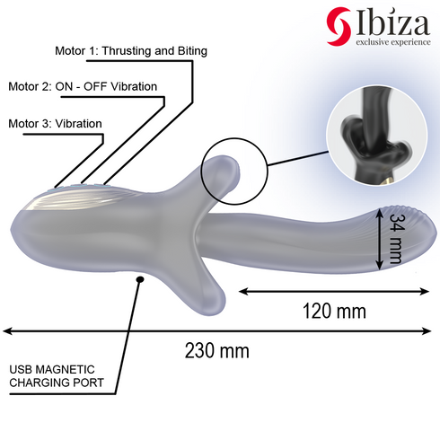 IBIZA - VIBRATORE POTENTE CON EFFETTO SPINTA E MORSO