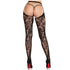 LEG AVENUE - CALZE IN PIZZO ROSA CON SCHIENA APERTA NERE