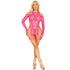 LEG AVENUE - BODYSTOCKING A RETE CON CINTURA E IMBRACATURA ROSA NEON