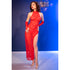CHILIROSE - CR 4853 ABITO IN PIZZO ROSSO CON GUANTI S/M