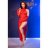 CHILIROSE - CR 4853 ABITO IN PIZZO ROSSO CON GUANTI S/M