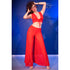 CHILIROSE - CR 4857 SET TOP E PANTALONI ROSSI TAGLIA L