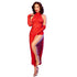 CHILIROSE - CR 4853 ABITO IN PIZZO ROSSO CON GUANTI L/XL
