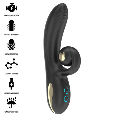 IBIZA - VIBRATORE TWISTER CON STIMOLATORE CURVA E VIBRO-ROTAZIONE