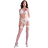 CHILIROSE - CR 4862 COMPLETO DI REGGISENO, GIARRETTIERA, PERIZOMA E CALZE IN PIZZO BIANCO L