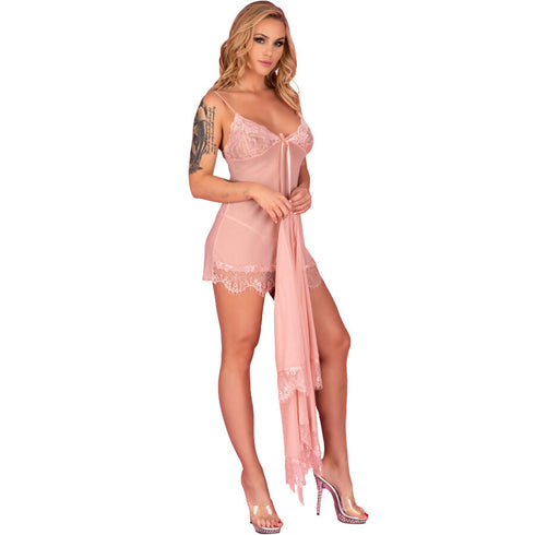 LIVCO CORSETTI FASHION - HYEONA 1710 BABYDOLL + PERIZOMA ROSA L