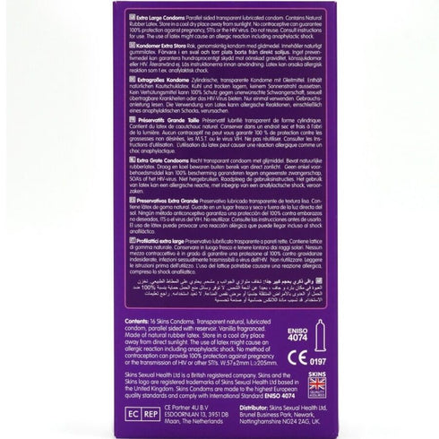 SKINS - PRESERVATIVI EXTRA LARGE PREMIUM CONFEZIONE DA 16