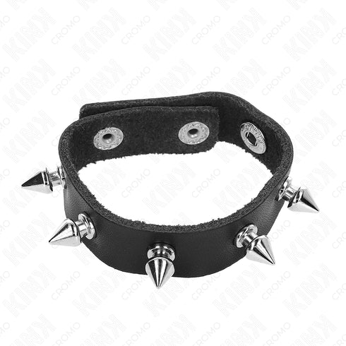 KINK - ANELLO PER PENE IN PELLE CON PUNTE 21,5 X 1,6 CM