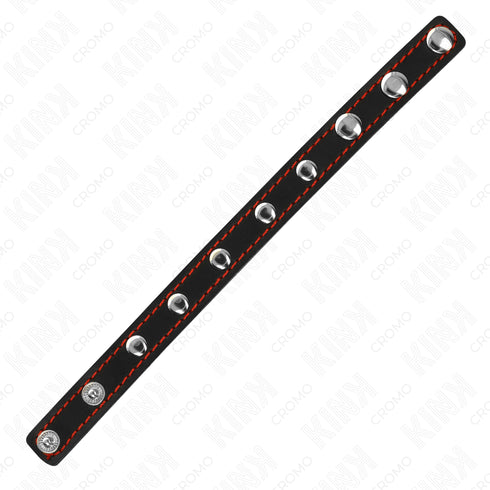 KINK - ANELLO PER PENE IN PELLE CON CHIUSURA A PRESSIONE FODERA ROSSA 21 X 1,5 CM