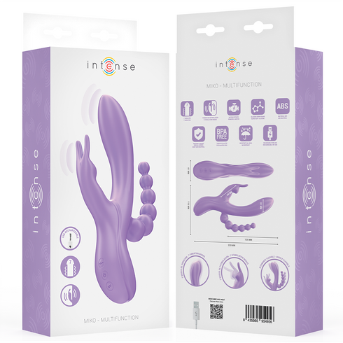 INTENSE - MIKO TRIPLO VIBRATORE CONIGLIO & STIMOLATORE & ANALE 7 VIBRAZIONI VIOLA