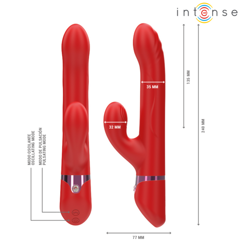 INTENSE - LELE VIBRATORE MULTIFUNZIONE ROTANTE E OSCILLANTE E STIMOLANTE ROSSO