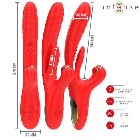 INTENSE - KAROL VIBRATORE MULTIFUNZIONE SPINTA E STIMOLAZIONE E ONDE STIMOLANTI ROSSO