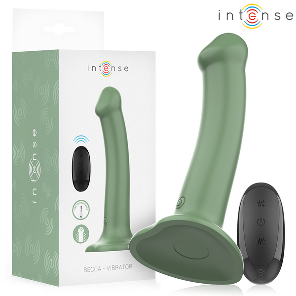 INTENSE - VIBRATORE BECCA CON VENTOSA 10 VIBRAZIONI TELECOMANDO VERDE