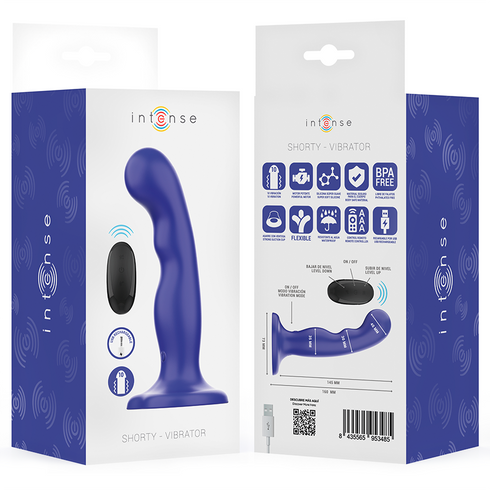 INTENSE - VIBRATORE SHORTY CON VENTOSA TELECOMANDO BLU