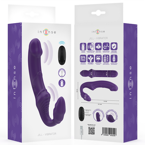 INTENSE - JILL DOPPIO VIBRATORE 20 CM VIOLA TELECOMANDO