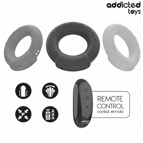 ADDICTED TOYS - ANELLO PER IL PENE VIBRANTE CON EFFETTO RISCALDANTE E TELECOMANDO
