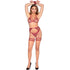 LEG AVENUE - 89362 SET TOP + PERIZOMA + GIARRETTIERA + MANETTE ROSSO - TAGLIA UNICA