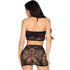 LEG AVENUE - 81676 SET TOP IN PIZZO + MINIGONNA NERO - TAGLIA UNICA