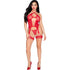 LEG AVENUE - 89338 BODY APERTO IN PIZZO CON CINTURINO E PERIZOMA ROSSO - TAGLIA UNICA