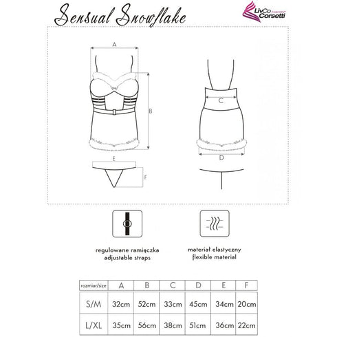LIVCO CORSETTI FASHION - SENSUAL SNOWFLAKE LC 90603 CHRISTMAS CHEMISE + PERIZOMA + FASCIA PER CAPELLI L/XL