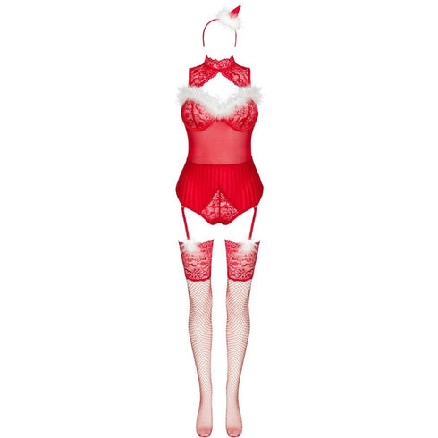 LIVCO CORSETTI FASHION - LIMPID SNOWFLAKES LC 90604 BODY + CALZE + CERCHIETTO NATALIZIO L/XL