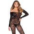 LEG AVENUE - 89366 BODYSTOCKING IN PIZZO NERO - TAGLIA UNICA
