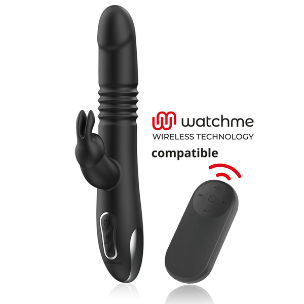 BLACK&SILVER - KENJI VIBRATORE RABBIT UP & DOWN + TELECOMANDO WATCHME