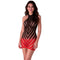 PASSION - BS117 ABITO BODYSTOCKING NERO E ROSSO SFUMATURA