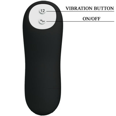 PRETTY LOVE - PLUG ANALE IN SILICONE EXTRA STIMOLAZIONE E 12 MODALIT DI VIBRAZIONE NERO