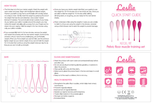 LESLIE - SET PER ALLENAMENTO MUSCOLI PELVICI KEGEL FIT 6 PEZZI