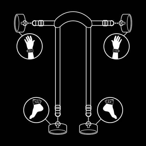 FETISH SUBMISSIVE - POSIZIONE MASTER CON 4 MANETTE RIVESTITE IN NOPRENE