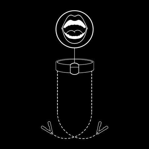 FETISH SUBMISSIVE - ANELLO GAG CON MORSETTI PER CAPEZZOLI